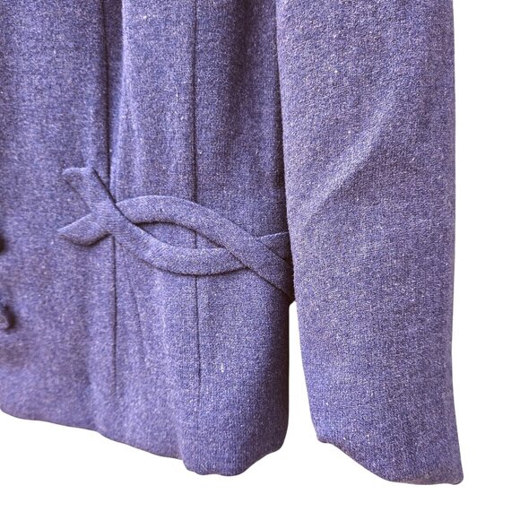 1940s Vintage Bespoke Wool Jacket L/XL Eggplant Purple Tailored Waist - Picture 5 of 13